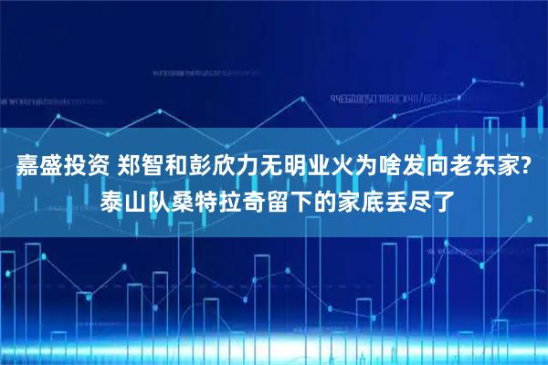 嘉盛投资 郑智和彭欣力无明业火为啥发向老东家? 泰山队桑特拉奇留下的家底丢尽了